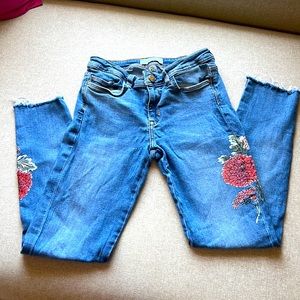 Zara brand jeans with roses on the sides beautiful